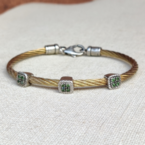 Sterling chrome diopside bracelet - Picture 3 of 12